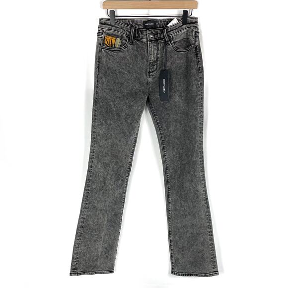 Driftwood Kelly Boot Cut Jeans Grey Acid Wash Mid Rise Embroidered Pockets Sz 28 - Picture 5 of 11